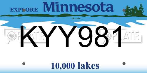 KYY981 Minnesota License Plate