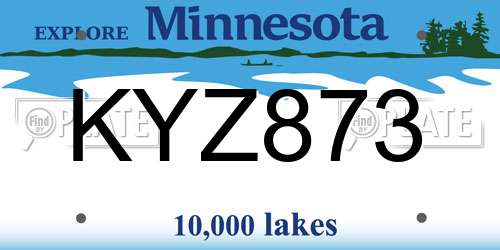 KYZ873 Minnesota License Plate