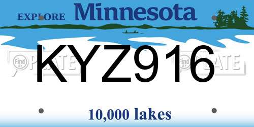 KYZ916 Minnesota License Plate