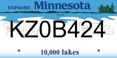 KZ0B424 Minnesota License Plate