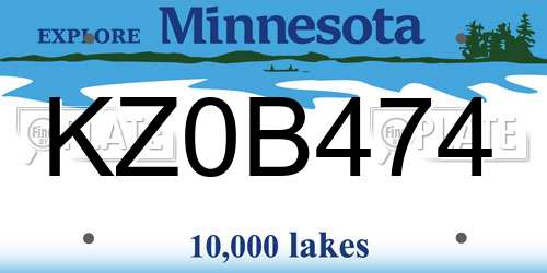 KZ0B474 Minnesota License Plate