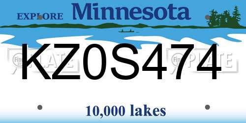 KZ0S474 Minnesota License Plate