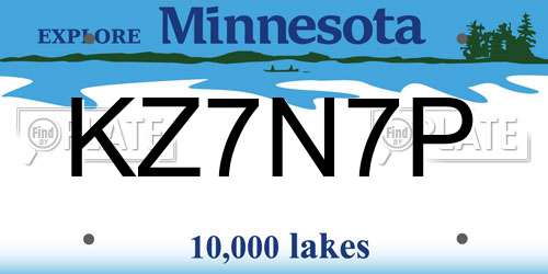 KZ7N7P Minnesota License Plate