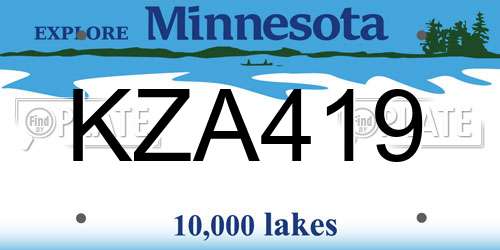 KZA419 Minnesota License Plate