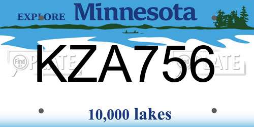 KZA756 Minnesota License Plate