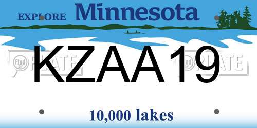KZAA19 Minnesota License Plate