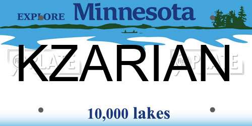 KZARIAN Minnesota License Plate