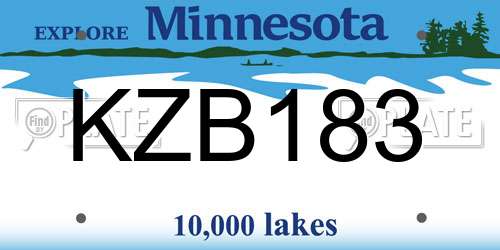 KZB183 Minnesota License Plate