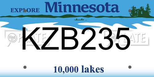 KZB235 Minnesota License Plate