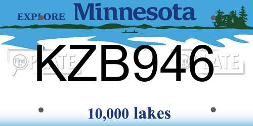 KZB946 Minnesota License Plate