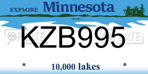 KZB995 Minnesota License Plate