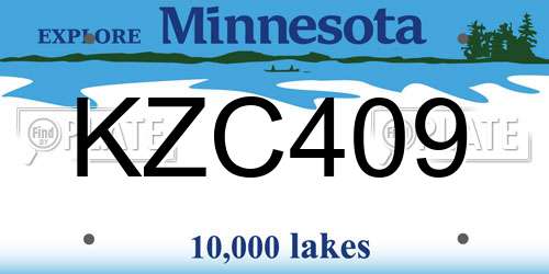 KZC409 Minnesota License Plate
