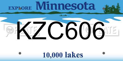 KZC606 Minnesota License Plate