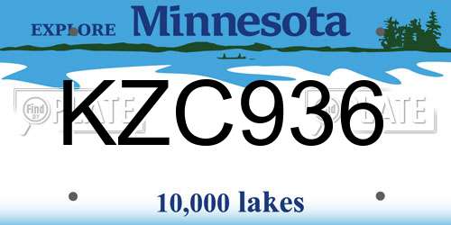 KZC936 Minnesota License Plate