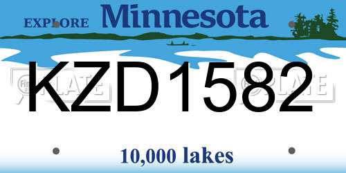 KZD1582 Minnesota License Plate