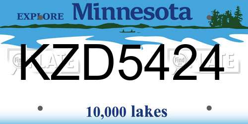 KZD5424 Minnesota License Plate