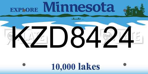 KZD8424 Minnesota License Plate