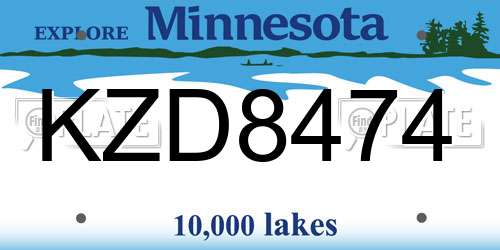 KZD8474 Minnesota License Plate