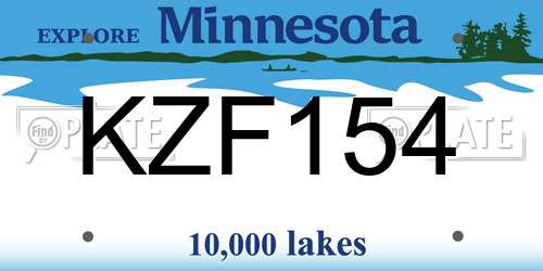 KZF154 Minnesota License Plate