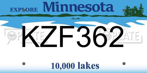 KZF362 Minnesota License Plate