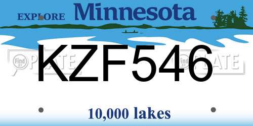 KZF546 Minnesota License Plate