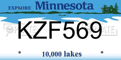 KZF569 Minnesota License Plate