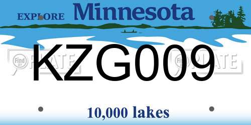 KZG009 Minnesota License Plate