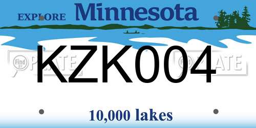 KZK004 Minnesota License Plate