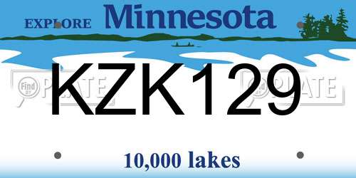 KZK129 Minnesota License Plate