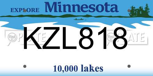 KZL818 Minnesota License Plate