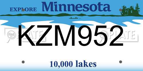 KZM952 Minnesota License Plate