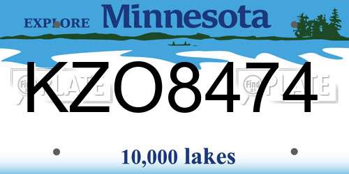 KZO8474 Minnesota License Plate