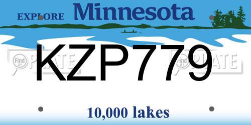 KZP779 Minnesota License Plate