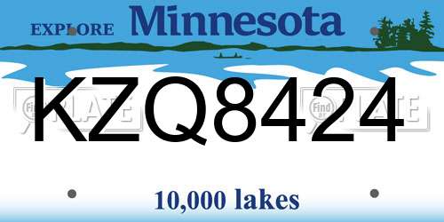 KZQ8424 Minnesota License Plate