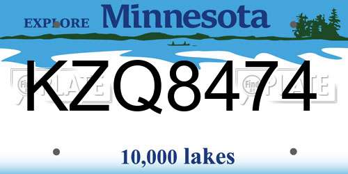 KZQ8474 Minnesota License Plate