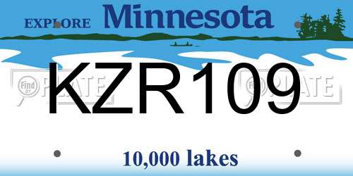KZR109 Minnesota License Plate