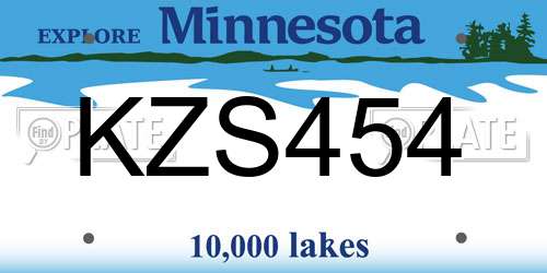 KZS454 Minnesota License Plate