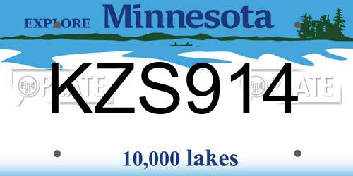 KZS914 Minnesota License Plate