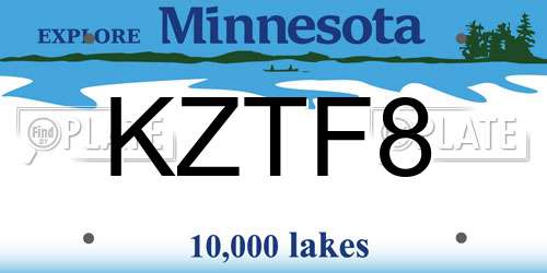 KZTF8 Minnesota License Plate