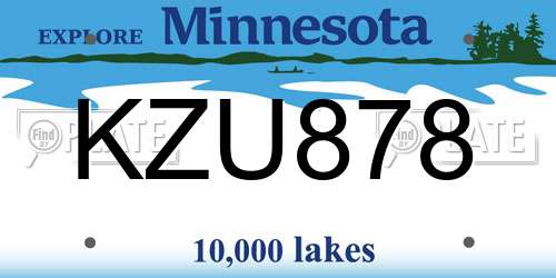 KZU878 Minnesota License Plate