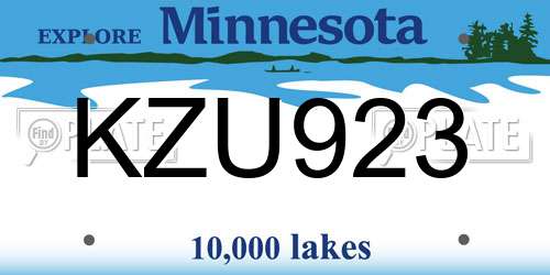 KZU923 Minnesota License Plate