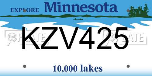 KZV425 Minnesota License Plate