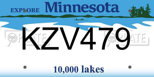 KZV479 Minnesota License Plate