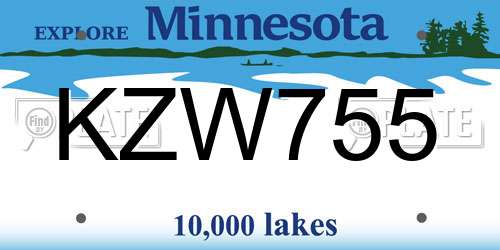 KZW755 Minnesota License Plate