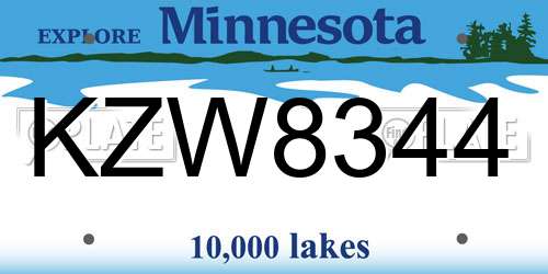 KZW8344 Minnesota License Plate