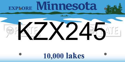 KZX245 Minnesota License Plate