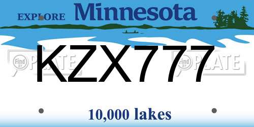 KZX777 Minnesota License Plate