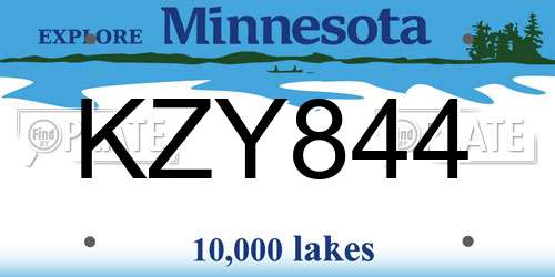KZY844 Minnesota License Plate