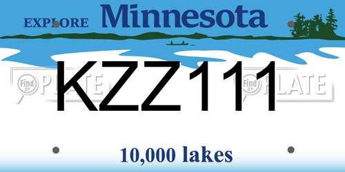 KZZ111 Minnesota License Plate