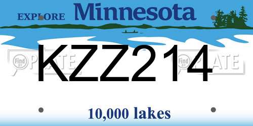 KZZ214 Minnesota License Plate